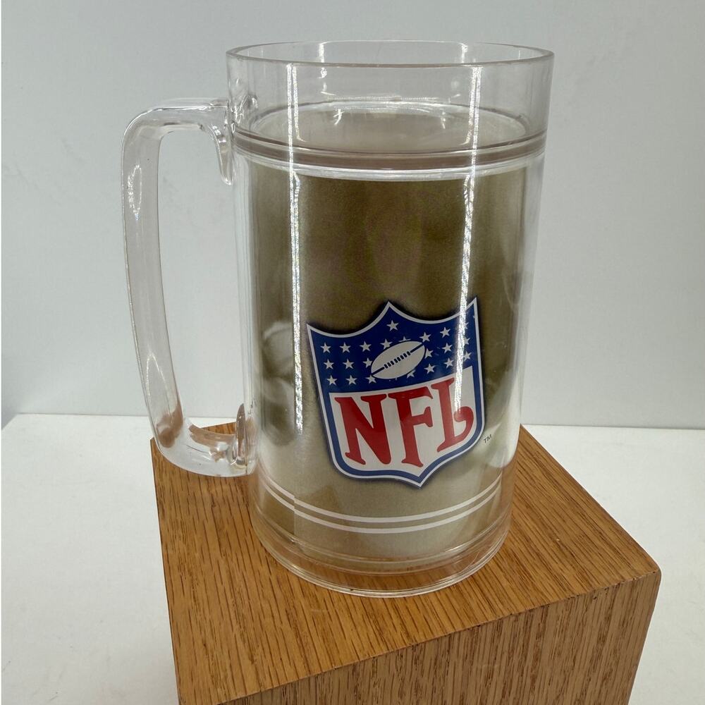 NFL Football Insulated Tumbler Mug Double Wall Clear Sports Fan Vintage 6"